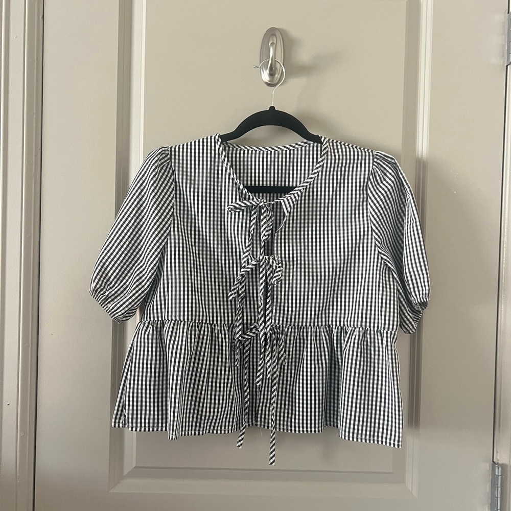 Black and White Gingham Blouse
